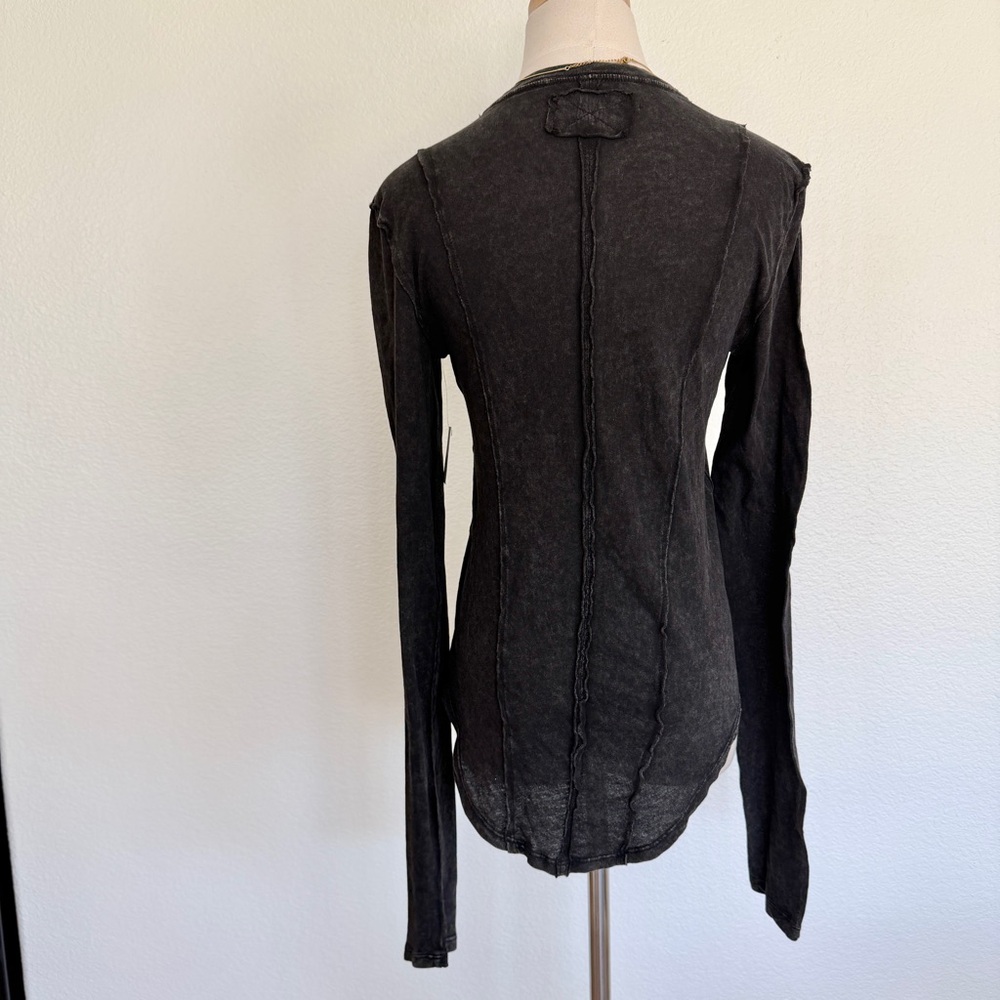 🩶 NWT Free People Black Dark Gray On Point Layering Tunic Long-Sleeve Top - Picture 5 of 13